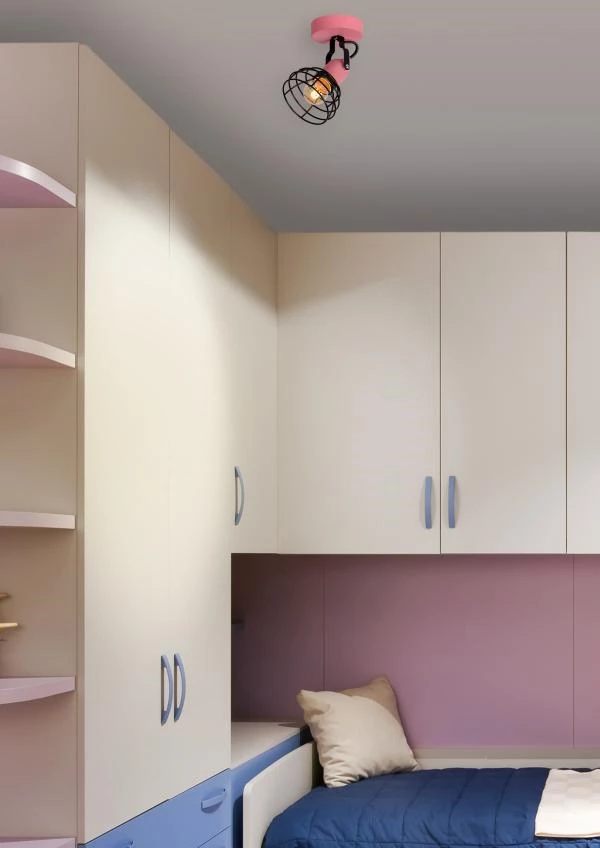 Lucide POLA - Foco de techo Infantil - Ø 10,5 cm - 1xE27 - Rosa - ambiente 2